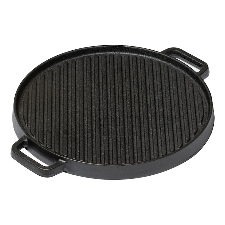 Plita fonta grill rotunda, reversibila, 30 cm