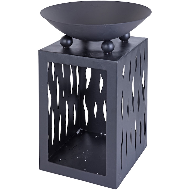 Vatra de foc Ambiance, suport lemne, 32,5x65,5 cm, negru