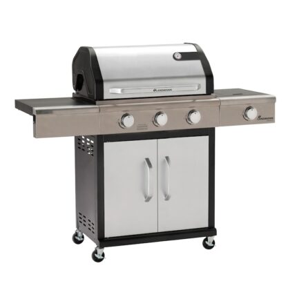 Gratar gaz Triton Landmann, 3 arzatoare x 3.5 kw, arzator lateral 2 kw,suprafata de gatit fonta 65x45cm,PTS system