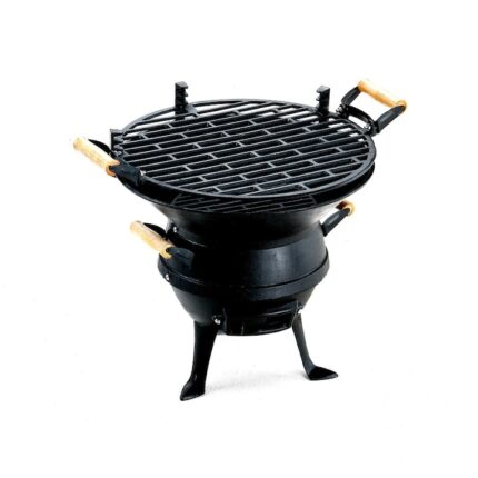 Gratar carbuni lemne din fonta groasa vopsit, cu 3 picioare pentru camping, gradina,mare cu diametrul 37 cm