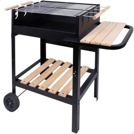 Gratar de gradina, Aktive, 100.5 x 88.5 x 40 cm, Lemn/Metal, Negru/Bej