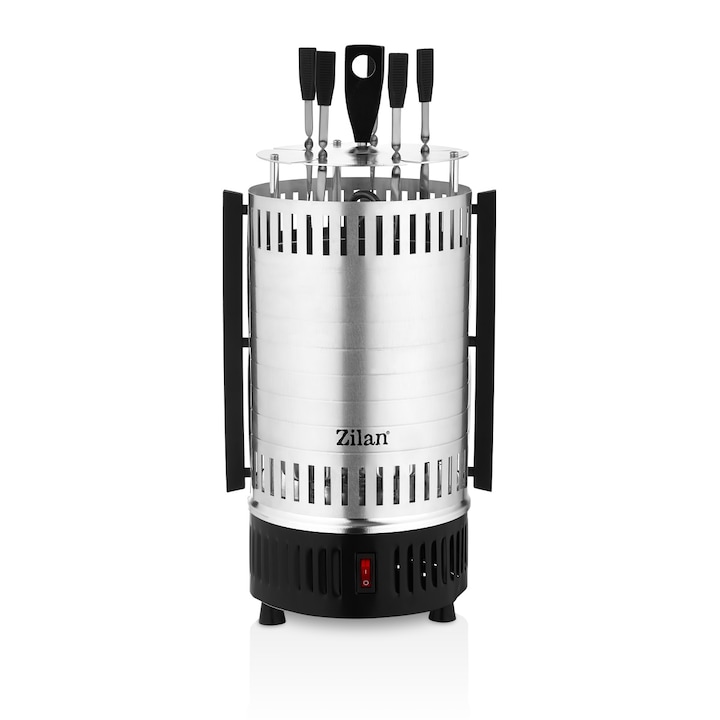 Gratar vertical Zilan ZLN5565, 900W, 5 arzatoare, Incalzitor ceramic, Inox/Negru
