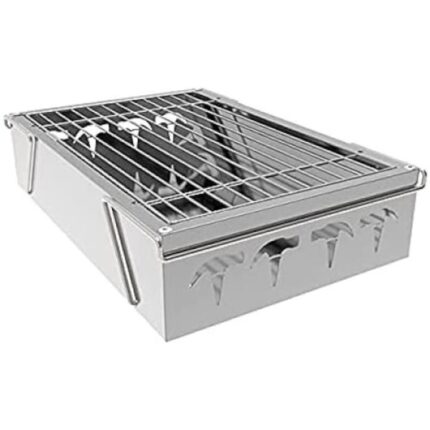 Mini gratar cu carbune, Compact, De camping, Argintiu