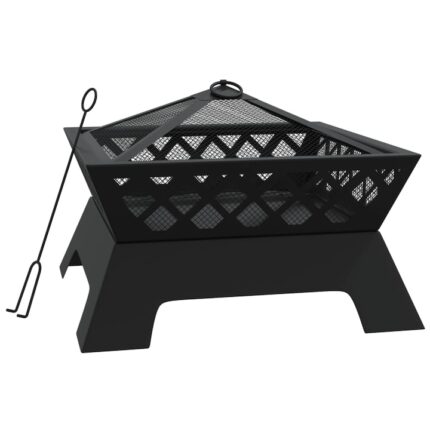 Gratar de gradina Zakito Europe, otel, cu acoperis de protectie, negru, 50x50x36cm