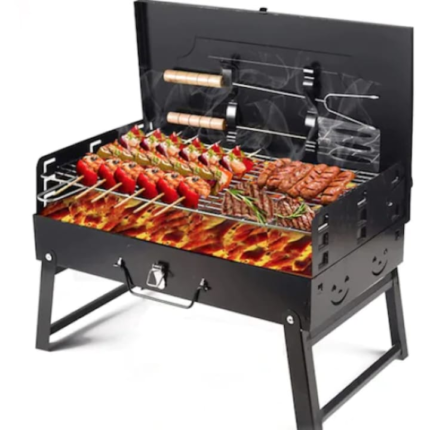 Gratar portabil BBQ Tip Diplomat, Accesorii Gratar Incluse, 44 x 27 x 6 CM, Negru