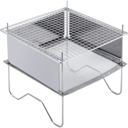 Gratar portabil pliabil pentru camping, Sunmostar, Inox, Argintiu