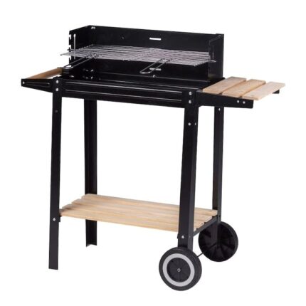 Gratar, Modernhome, Pentru Gradina, 84 cm, 2 Rafturi, Maner Lemn, Negru