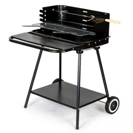 Gratar negru de gradina cu rotisor, dimensiune 53x34