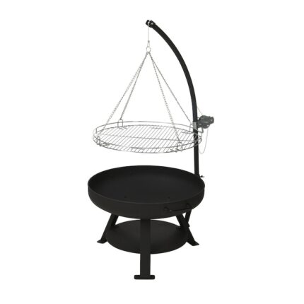 Semineu aer liber cu gratar Vaggan, metal, 60x127 cm, negru/argintiu