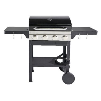 Gratar gradina, pe gaz GoodHome, 4 arzatoare, grila din fonta emailata, metal, cu roti deplasare, 7,2 kW