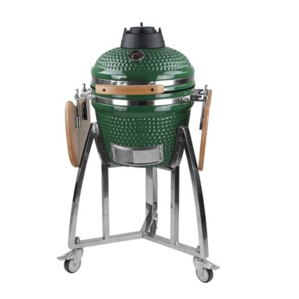 Grill Strend Pro Kamado, Ceramica si Inox, diametru 33.5 cm, inaltime gratar 73 cm, Verde, 40x57x97.5 cm