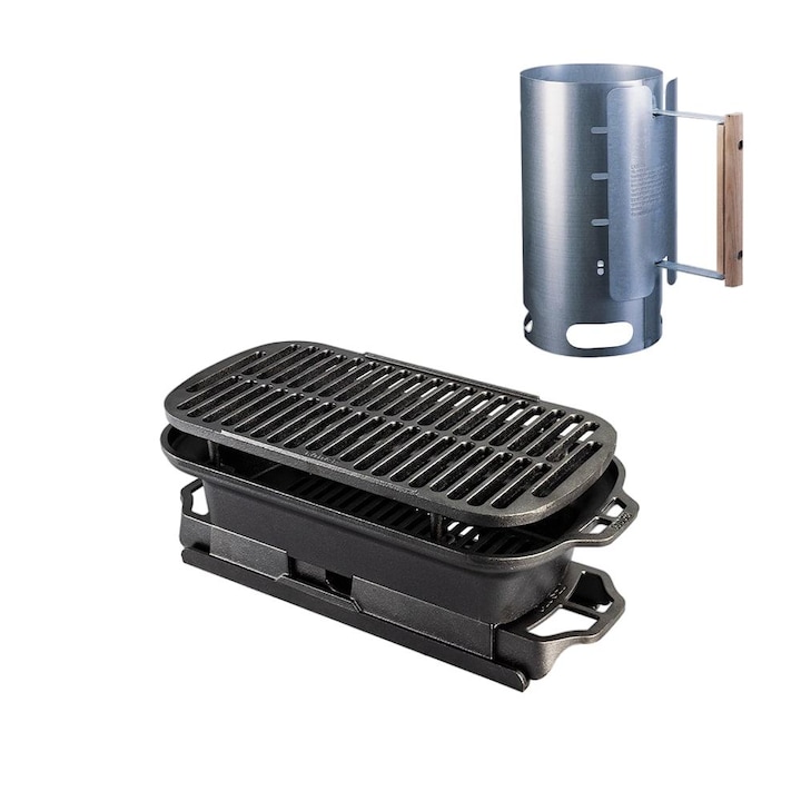 Set Gratar Gradina, LODGE, Sportsman's Pro, Fonta, Negru
