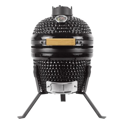 Gratar ceramic, mini Kamado, cuptor, afumatoare, diametru 33 cm, negru