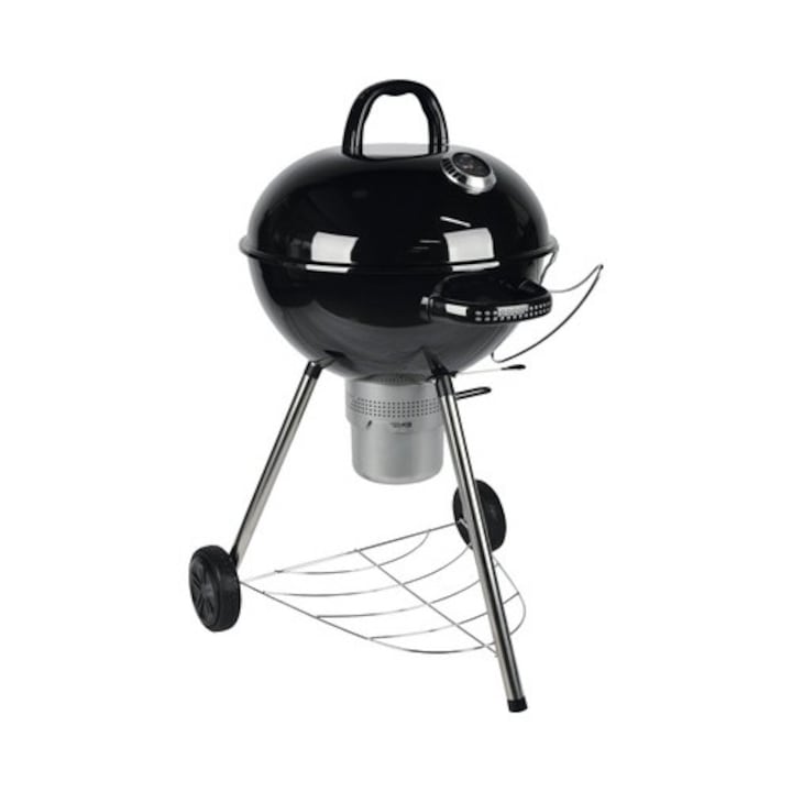 Gratar transportabil cu carbuni Black Moon, Ø 58 cm, termomentru, recipient cenusa, 12 kg
