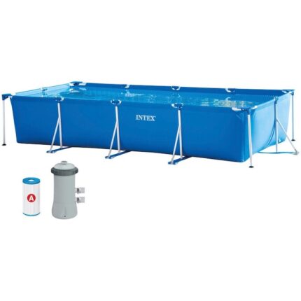 Piscina dreptunghiulara Intex 28274NP, 4.5mx2.2mx84cm, cadru metalic, pompa filtrare inclusa