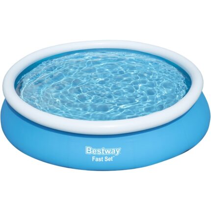 Piscina gonflabila cu pompa cu filtru inclusa Fast Bestway, diametru 366 cm, inaltime 76 cm, volum 5377 litri, debit pompa 1249 l/h, albastru