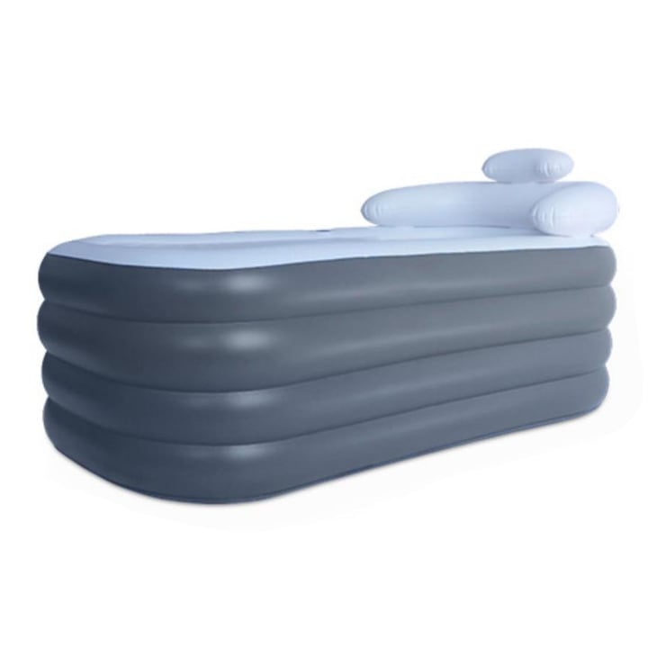 Cada gonflabila de apartament, tetiera spate dubla, perna separata inclusa, suport pahar incorporat, 200 l, gri, 155x82x78 cm