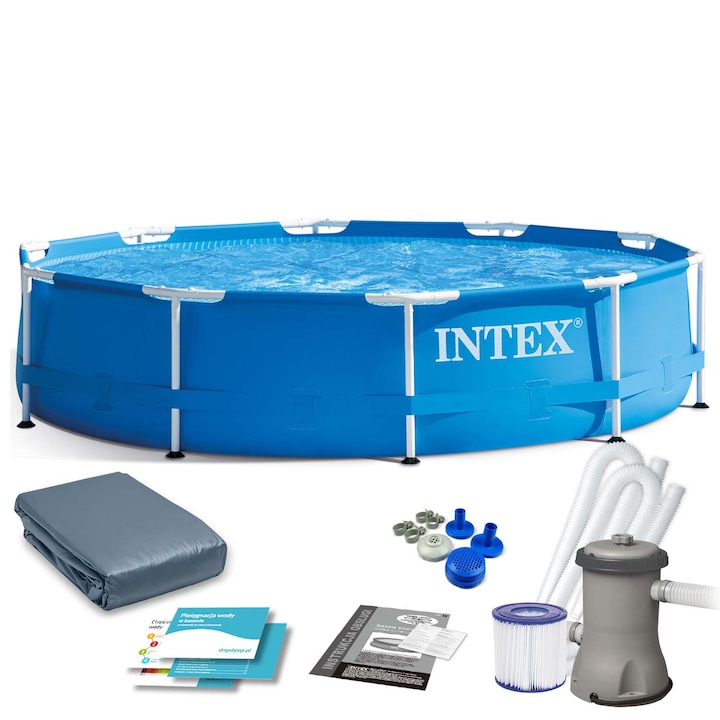 Set Piscina gradina, INTEX, PVC, 305 x 76 cm, 4in1, Multicolor