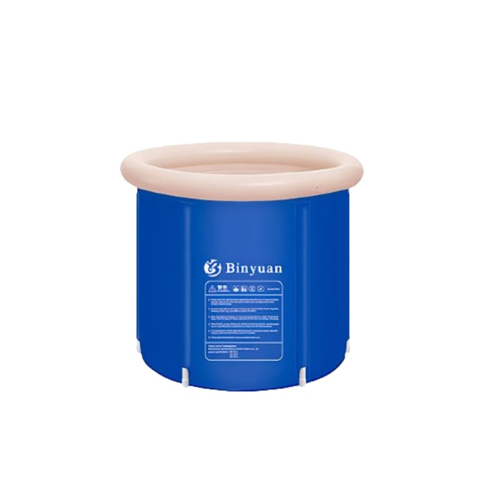 Cada gonflabila portabila, pentru baie in gheata, dus, fitnes, sala, pliabila, din PVC, 75 x 75 cm, Albastru