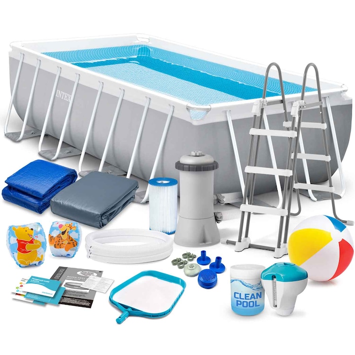 Set Piscina gradina, INTEX, 400 x 200 x 100 cm, 17in1, Multicolor