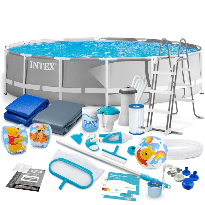 Set Piscina gradina, INTEX, PVC, 427 x 107 x 107 cm, 21in1, Multicolor