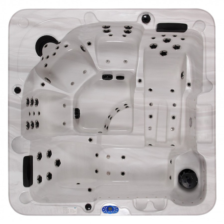 Jacuzzi de exterior SPA-313A suprateran, alb, fatada PVC maro inchis, 2200 x 2200 x 980 mm, capacitate: 5 persoane,acril sanitar antibacterian