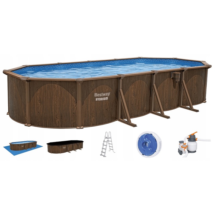 Set piscina ovala, Bestway, Otel, 730 x 360 x 130m, Maro