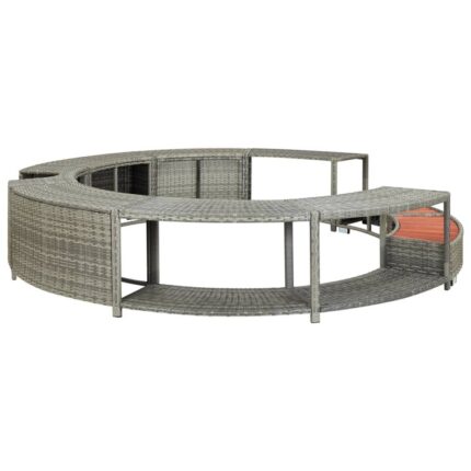 Husa din polyrattan pentru cada cu hidromasaj, Zakito Europe, gri, 283x203x25-55 cm