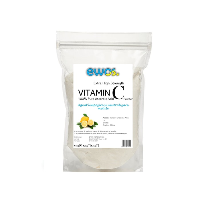Vitamina C pudra/pulbere Ewos Acid Ascorbic, agent limpezire apa piscina 1kg