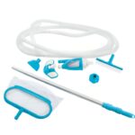 Set de curatare piscina, Intex, maner telescopic, cap de aspirator, plasa de extractie, perie, aspirator cu conector si prefiltru