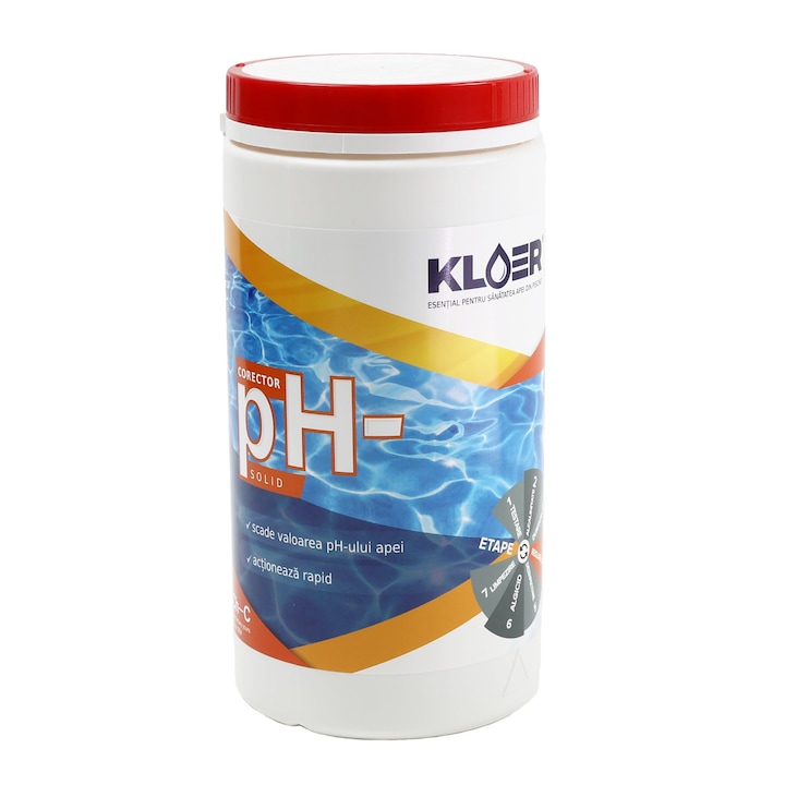 Corector pH minus Kloer, scade valoarea pH-ului apei, actioneaza rapid, 2.2 kg