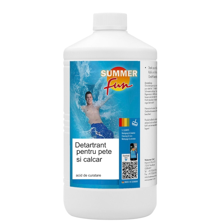 Detartrant pentru pete si calcar piscina, Summer Fun, 1L, se utilizeaza diluat