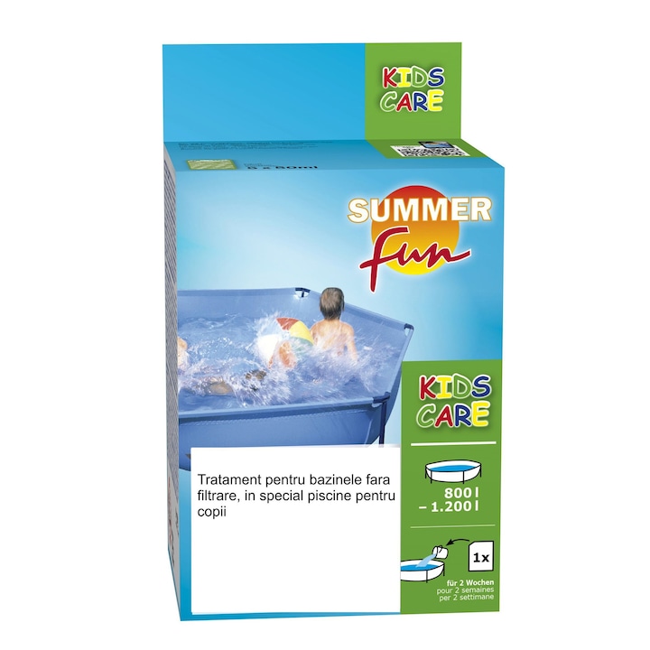 Tratament pentru apa piscina fara filtrare, Kids Care 800 - 1200L, greutate cutie 330 g