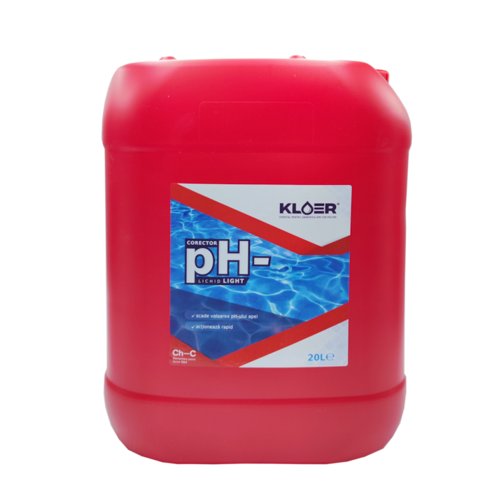 Corector pH minus light Kloer, pentru reglarea PH-ului apei, mentinerea unui nivelul optim intre 7.2 si 7.6, lichid, 20 l