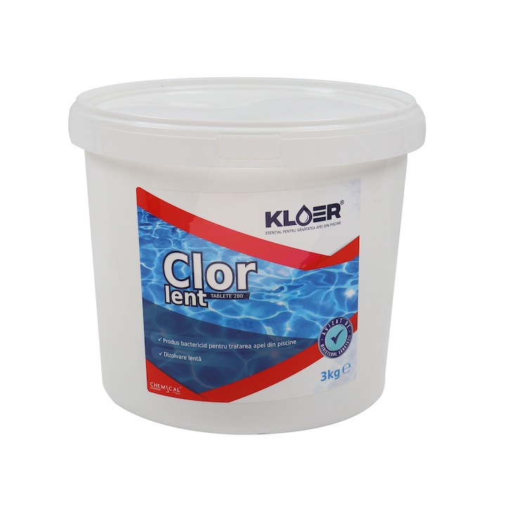 Clor lent tablete 200 Kloer, pentru intretinerea apei din piscine, 3 kg