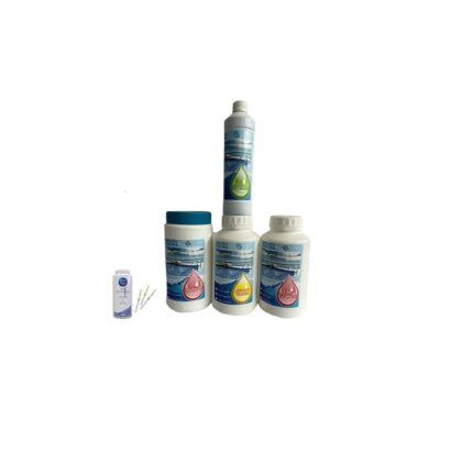 Set intretinere Solutii Piscina, ph minus granulat 1.5 kg, Clor granulat 1kg, Clor Multitabs 1.4kg, SP NoPhos 0.5 ltr, tester benzi