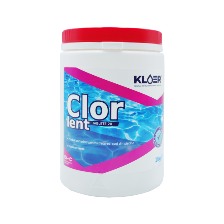 Clor lent tablete 20 Kloer​​​​​​​, dezinfectarea apei din piscina, actiune bactericida, 1 kg
