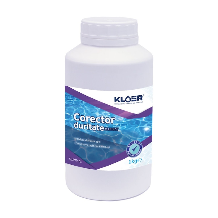 Corector duritate minus Kloer, solid, pentru apa piscina, 1 kg, previne aparitia depunerilor de calcar
