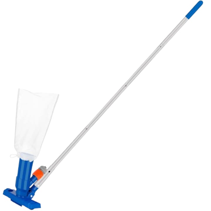 Aspirator cu jet pentru piscina, cu Plasa, Maner cu 4 sectiuni, Ajustabil, 146 cm, ABS/ Aluminiu, Albastru