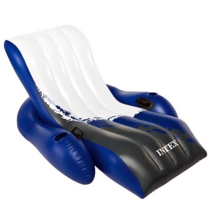 Sezlong gonflabil Intex Lounge White/Blue, 1.8m x 1.35m