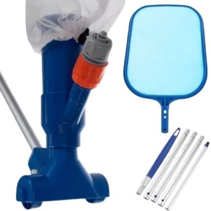 Kit curatare piscina cu aspirator CLASStitude, sac reutilizabil, 120 cm, usor de utilizat, Albastru / Alb