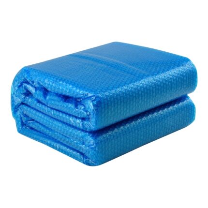 Folie protectie piscina 549 cm, en.casa, polietilena, albastru, reduce evaporarea apei cu pana la 90%, protejeaza impotiva impuritatilor si murdariei
