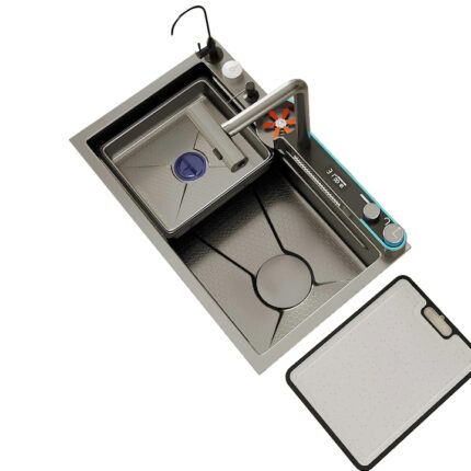 Chiuveta multifunctionala cu accesorii, Kllaps KLP-7546, baterie digitala, gri antracit