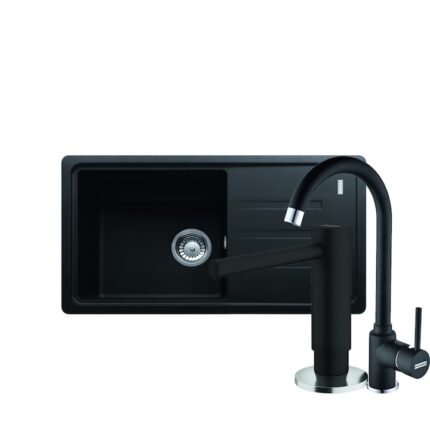 Pachet chiuveta bucatarie Franke BSG 611-78 S, 780x435mm + Baterie Pola 1.0 + Dozator sapun, Negru