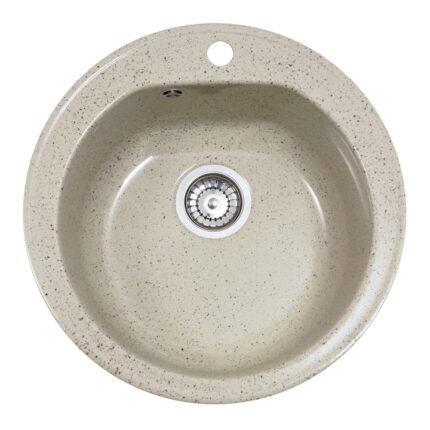 Chiuveta compozit Resing, diametru 50 cm, adancime 20 cm, incastrabila, crem granitat