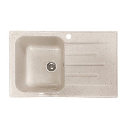 Chiuveta compozit Resing, 80 x 50 cm, cuva stanga, adancime 20 cm, incastrabila, crem granitat