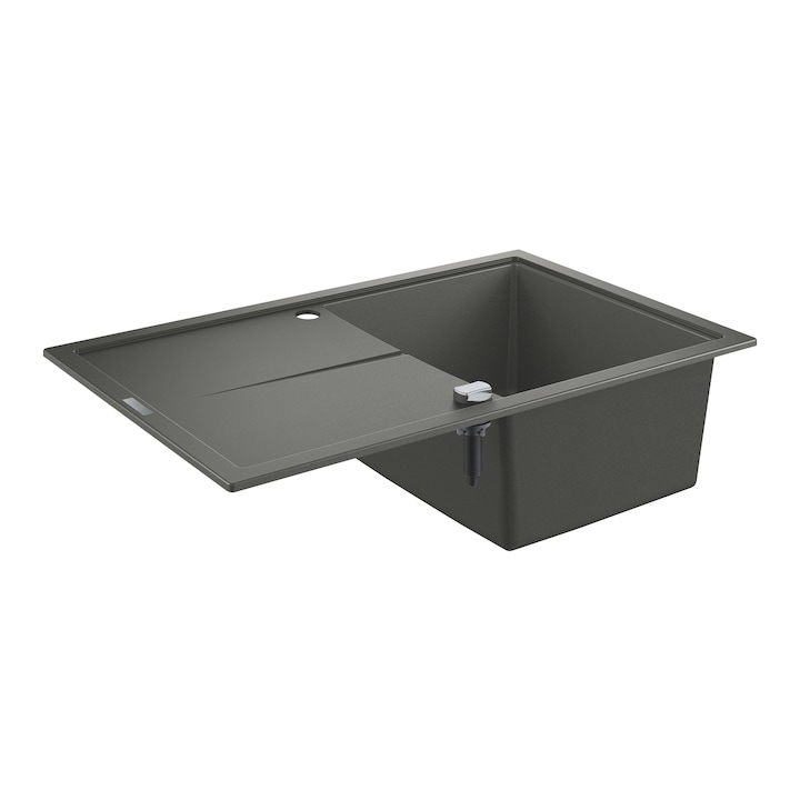 Chiuveta bucatarie compozit Grohe K400 31639AT0, 780x500 mm, reversibil, montare pe blat, evacuare automata, Kit montaj si evacuare inclus, Antracit