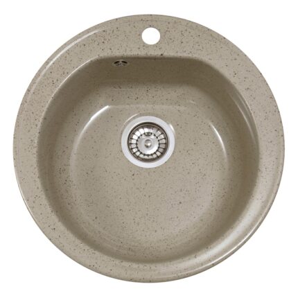 Chiuveta compozit Resing, diametru 50 cm, adancime 20 cm, incastrabila, bej granitat