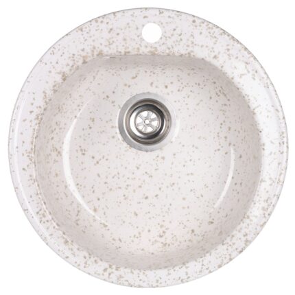Chiuveta compozit Resing, diametru 50 cm , adancime 20 cm, incastrabila, alb marmorat