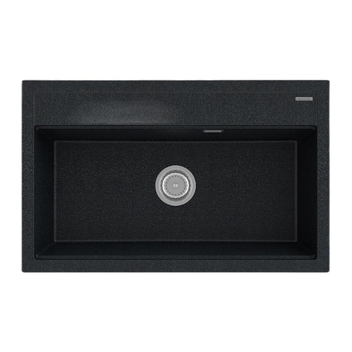 Chiuveta bucatarie Asti, Granitan, Compozit granit, 805x505 mm, Adancime 210 mm, Montare pe blat, Negru cu pete albe